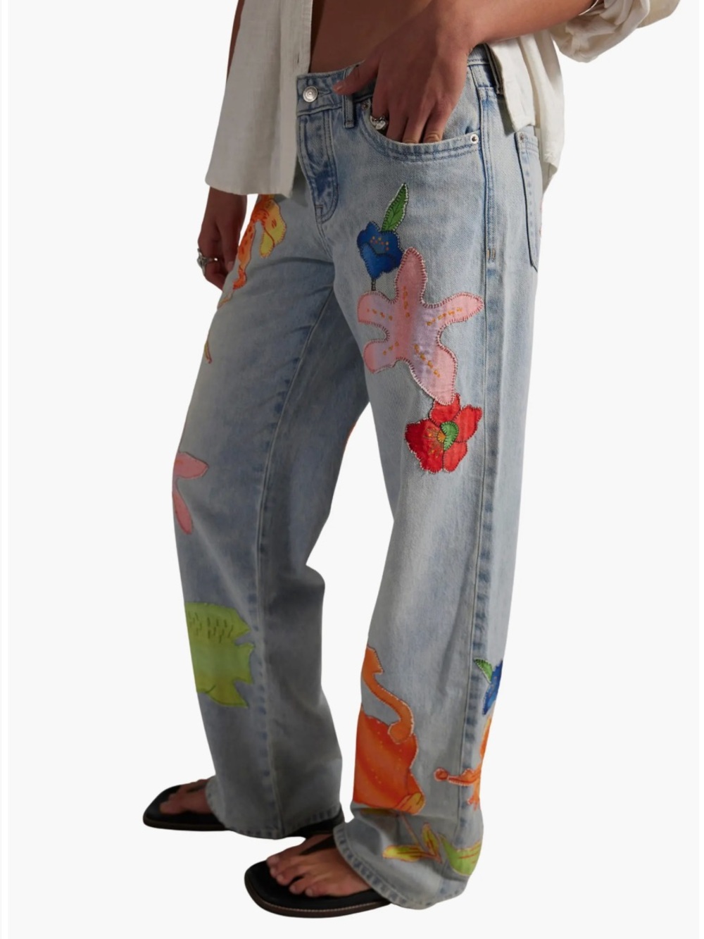 Free People We the Free Surfside Patchwork Jeans Size 29 NWT - Picture 9 of 12